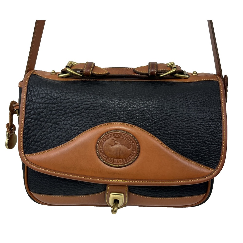 Vintage Dooney & Bourke Carrier Shoulder Bag USA Black Brown 90s R701 18713823
